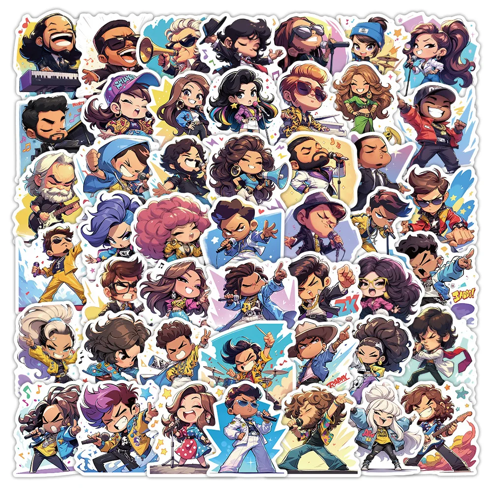 

10/54PCS Original Musician Pianist Singer Rock Cartoon Character Personality Graffiti Waterproof Sticker Kids Toy