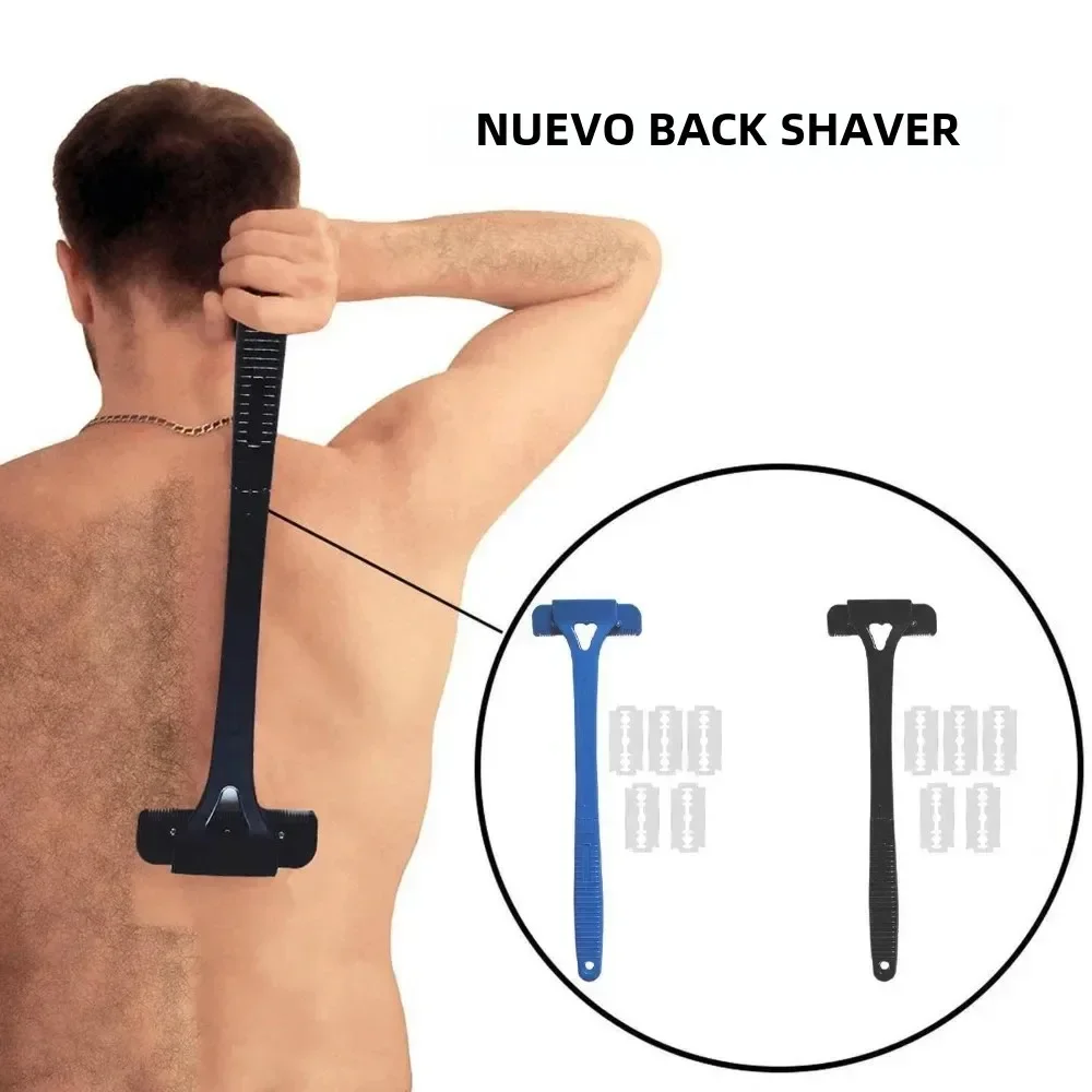 Afeitadora trasera para hombre, máquina para hacer maquinilla de afeitar, afeitadora de pelo de seguridad con mango largo, recortadora plegable, herramienta de afeitar para quitar el cuerpo y las piernas