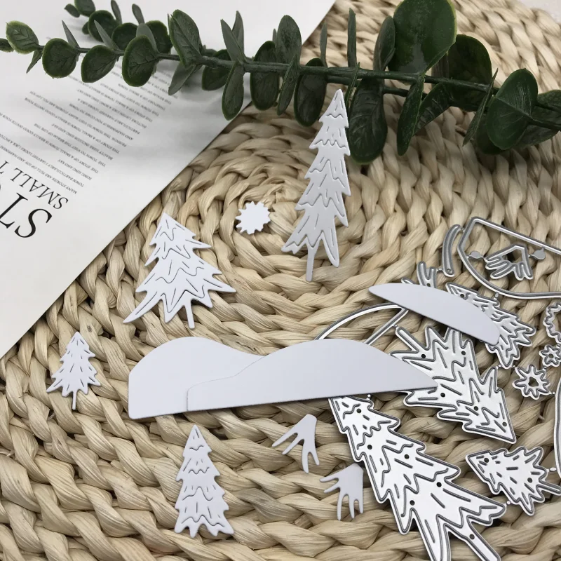 

1 шт. новые металлические штампы для резки, форма для горного песка, деревья, украшение, скрапбук, лезвие для рукоделия, трафареты, штампы, фото A