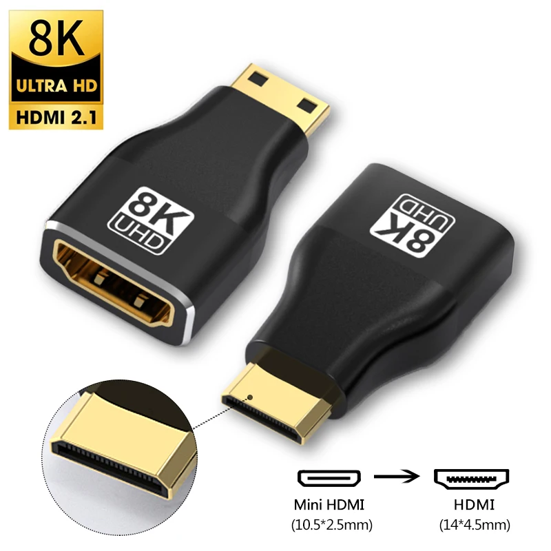 Micro HDMI Adapter 8K 60Hz 4K 120Hz Micro HDMI Male naar HDMI 2.1 Vrouwelijke Converter voor Sony Prjector Camera Mini HDMI Uitbreiding