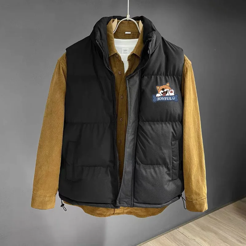 

Men's Versatile Winter Vest with Stand Up Collar, Fashionable Warmth and Cotton Vest, Sports Jacket
