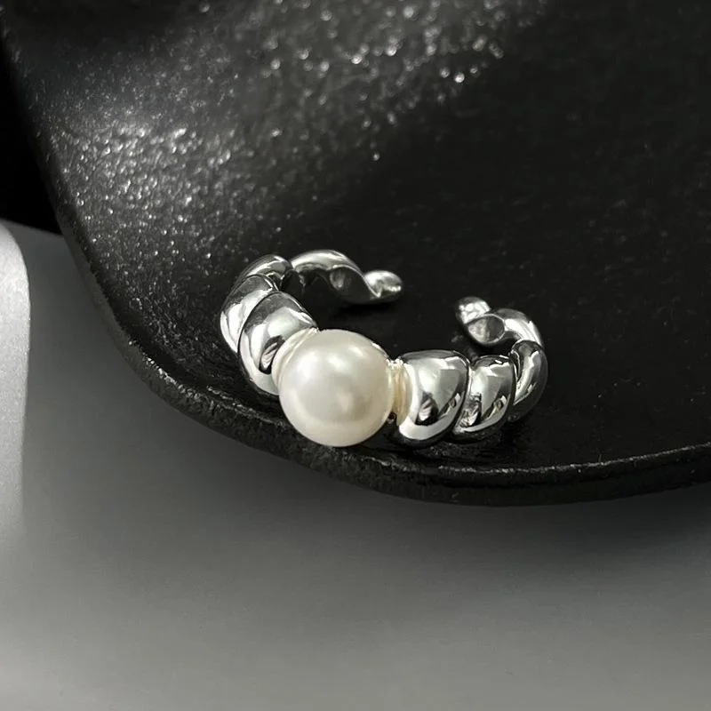 

925 Sterling Silver Cowhorn Pearl ​​Adjustable Rings For Women Wedding Stackable Ring Luxury Jewelry Offers With Free Shippin