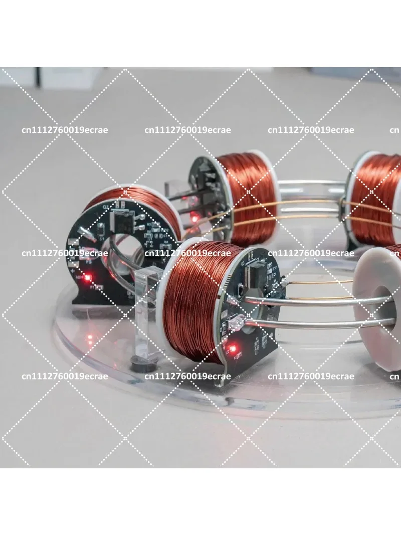6-Coil Electromagnetic Accelerator - Perpetual Motion Desk Model, Magnetic Science Decor & Gift