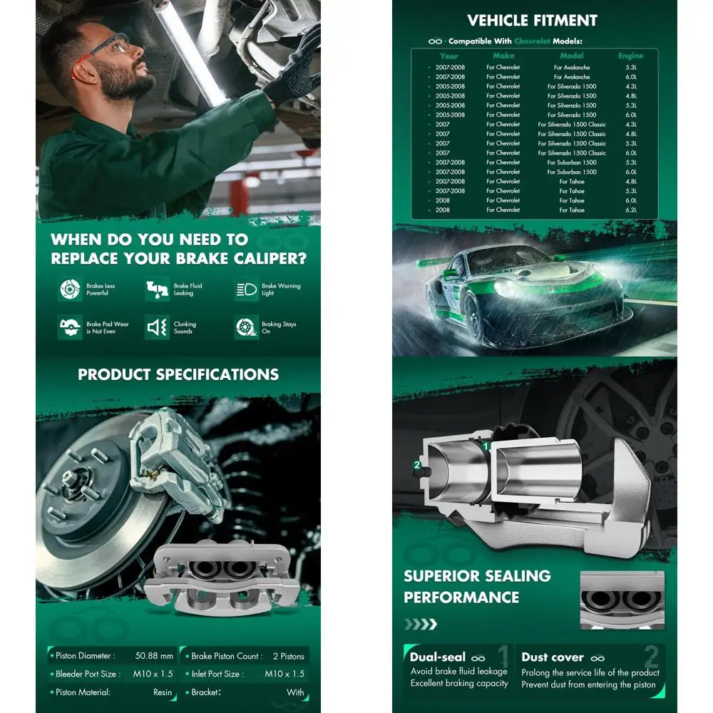 

SCITOO 18B4919 18B4918 Передние левые и правые суппорты дискового тормоза в сборе с кронштейном, подходят для Cadillac 2008-2016, для Chevrolet 200