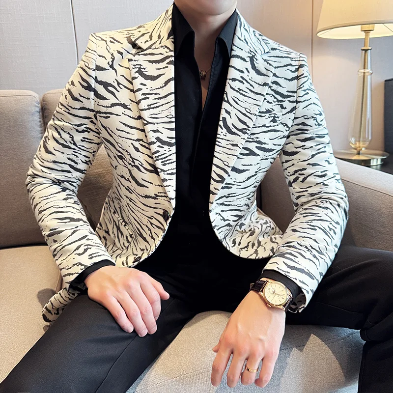 Main Push Explosive New New Fashion Trends All Leopard Print Handsome Personality Slim Comfortable Suit Men\'s Clothing Coat