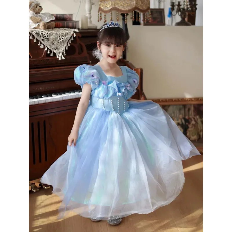 신데렐라 공주 드레스 소녀 어린이 생일 파티 카니발 의상 드레스 엘사 인어 라푼젤 키즈 화려한 고급 의상