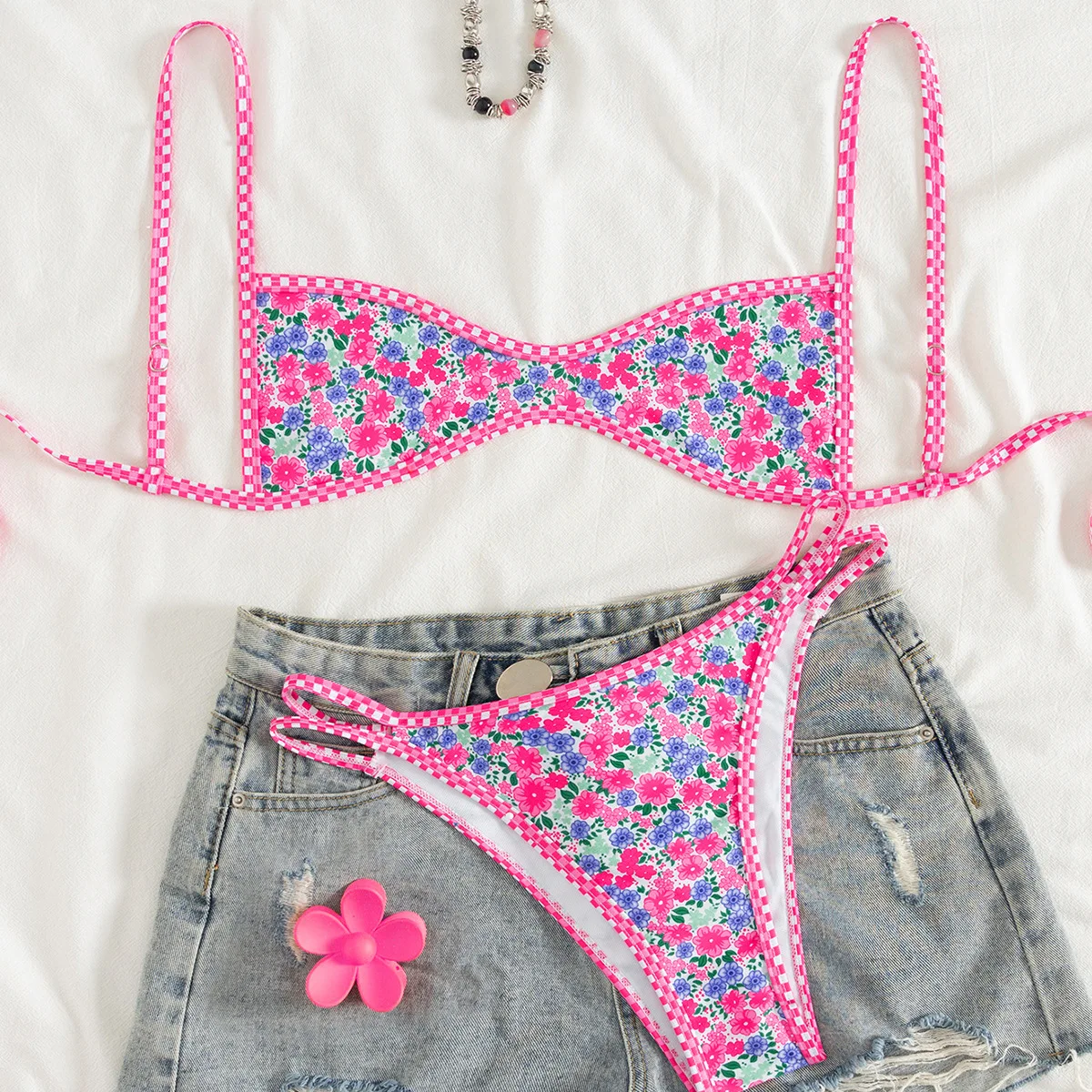 

Купальник женский, новинка 2025 года, бикини, пляжное сексуальное бикини с открытой спиной на шнуровке, разделенный купальный костюм, женский купальный костюм M