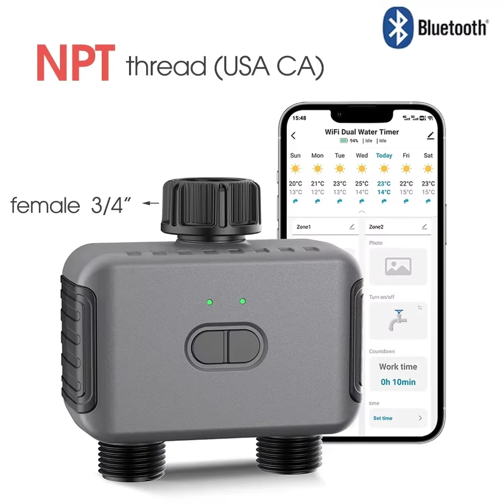 Tuya Smart Zigbee Tweekanaals irrigatiecontroller Watering Timer Sprinkler Druppelirrigatiesysteem Irrigatiebesproeiingssysteem - afbeelding 1