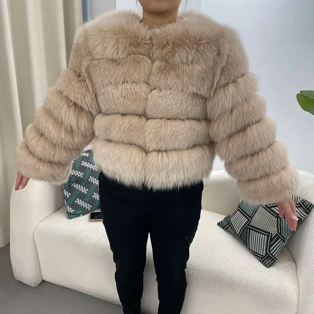Natürliche Fuchs Pelz Jacke Frauen Winter Pelzmantel Fuchs Pelzmantel 2024 Oberbekleidung Oansatz Dicke Warme Luxus Weibliche Echt Waschbären Pelz jacke
