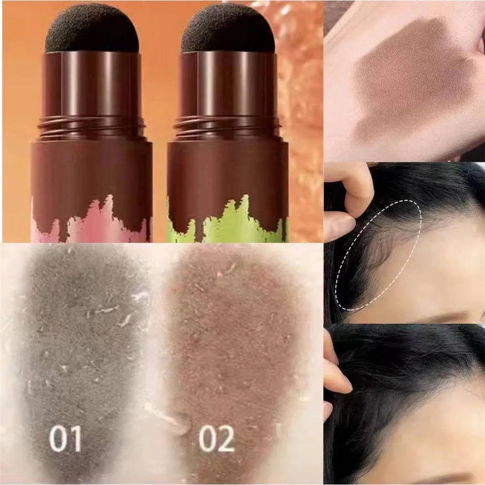 2 Colors Hair Shadow Stick Natural Instantly Cover Hairline Contour Powder Unisex Hair Root Edge Shadow Eyebrow Filling Powder