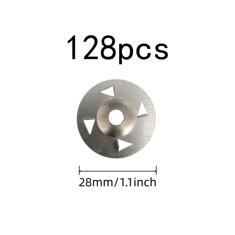 128 pcs 28mm Claw-Type Washers, Gypsum Board Fixing, Pre-Drilled Center Hole, Four Claw Anti-Slip Design