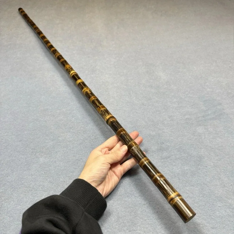 Solid Golden Silk Bamboo Pointer Mountaineering Staff Martial Arts Stick Yoga Secret Section Hand-polished 100cm