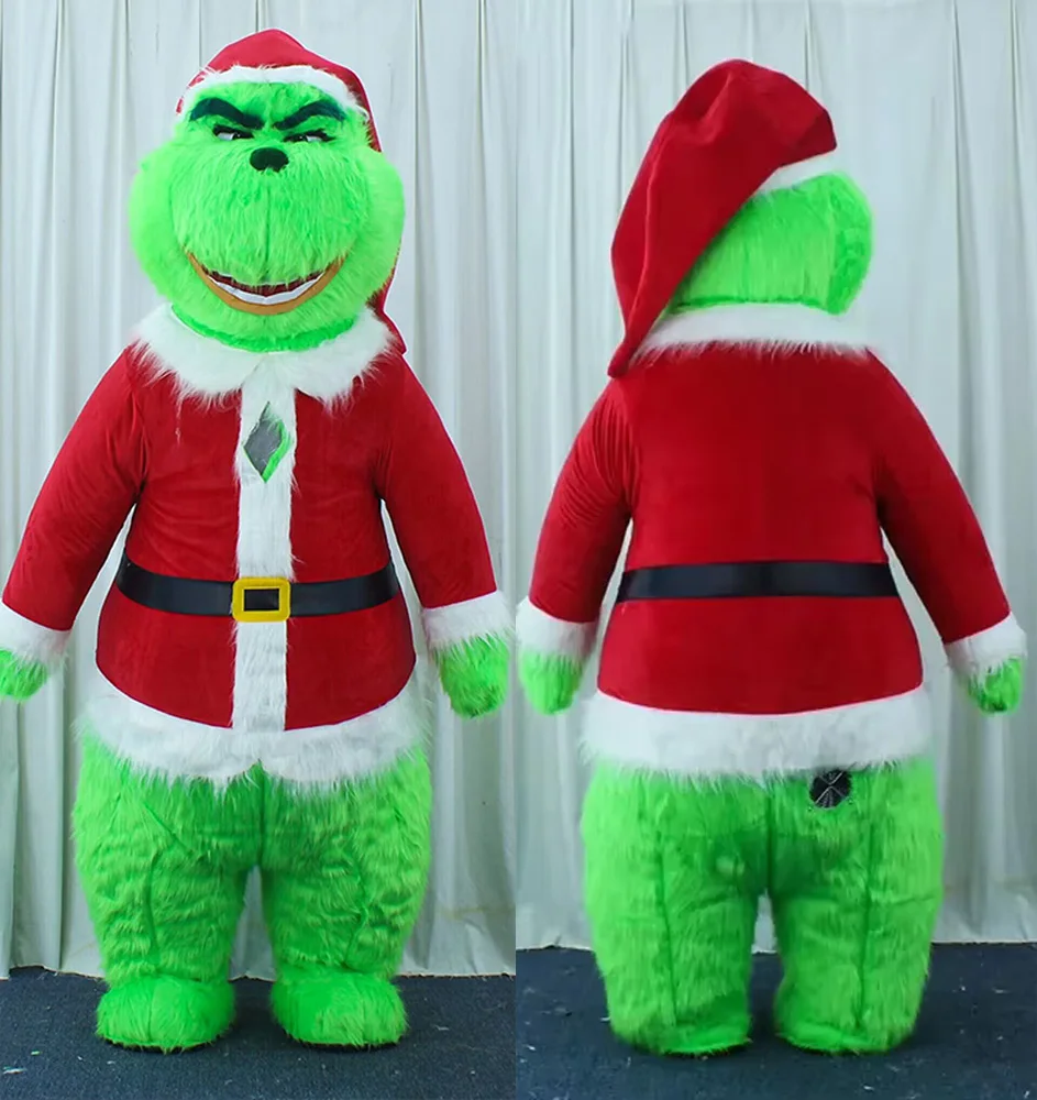 Aufblasbares Plüsch-Weihnachts-Grinch-Maskottchen-Kostüm für Erwachsene, Charakter, grünes Monster, Cosplay, Anzüge, Halloween, Performance, Event, Party
