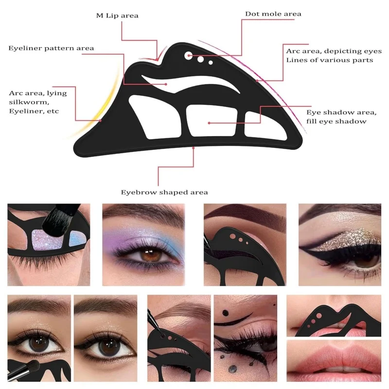 5-in-1 oogschaduw stencil siliconen oogschaduw tool herbruikbare oogmake-up hulp stencils eyeliner sjabloon voor beginners make-up tool