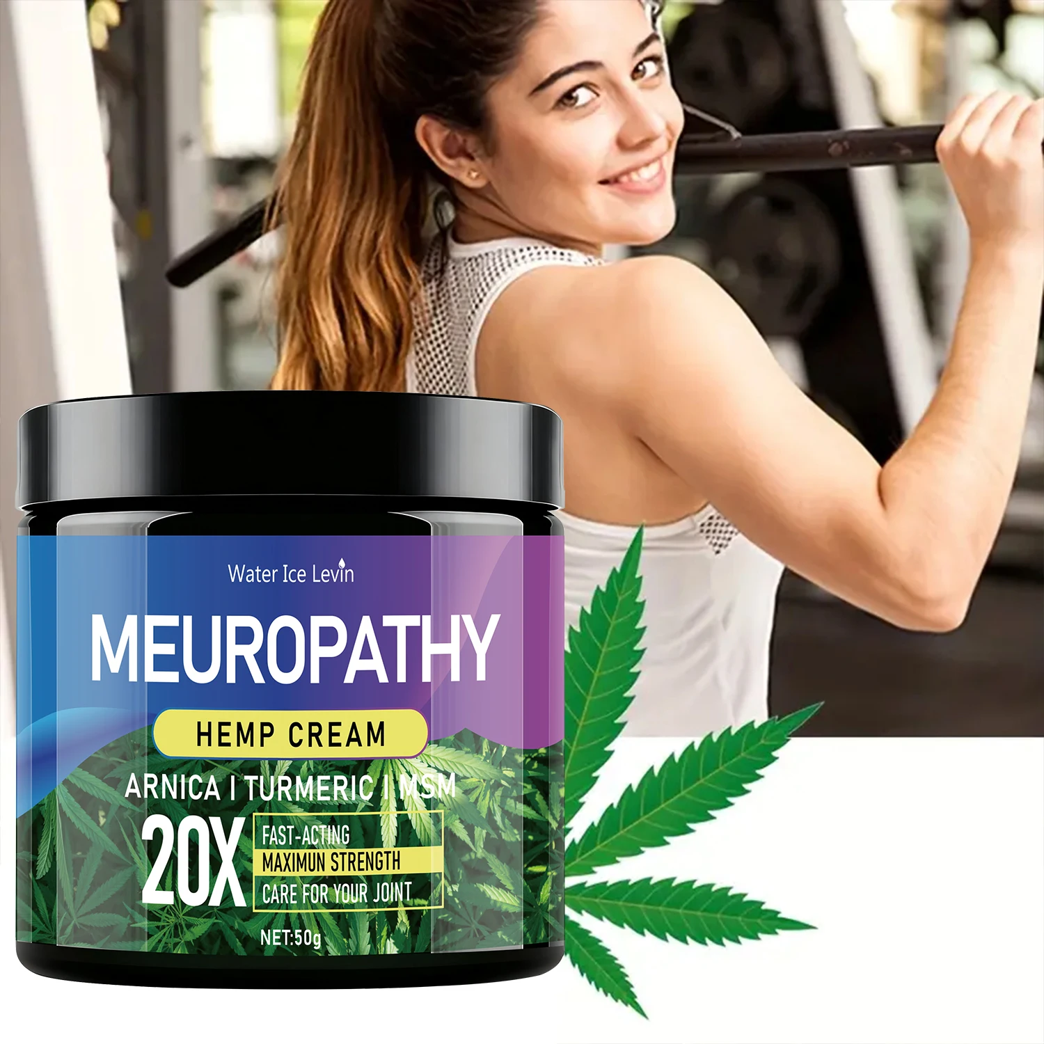 Crema de cáñamo (Cuidado de las articulaciones de la superopatía): 20X Fuerza máxima, Arnica/Cúrcuma/MSM, acción rápida, hidrata y protege la piel diariamente