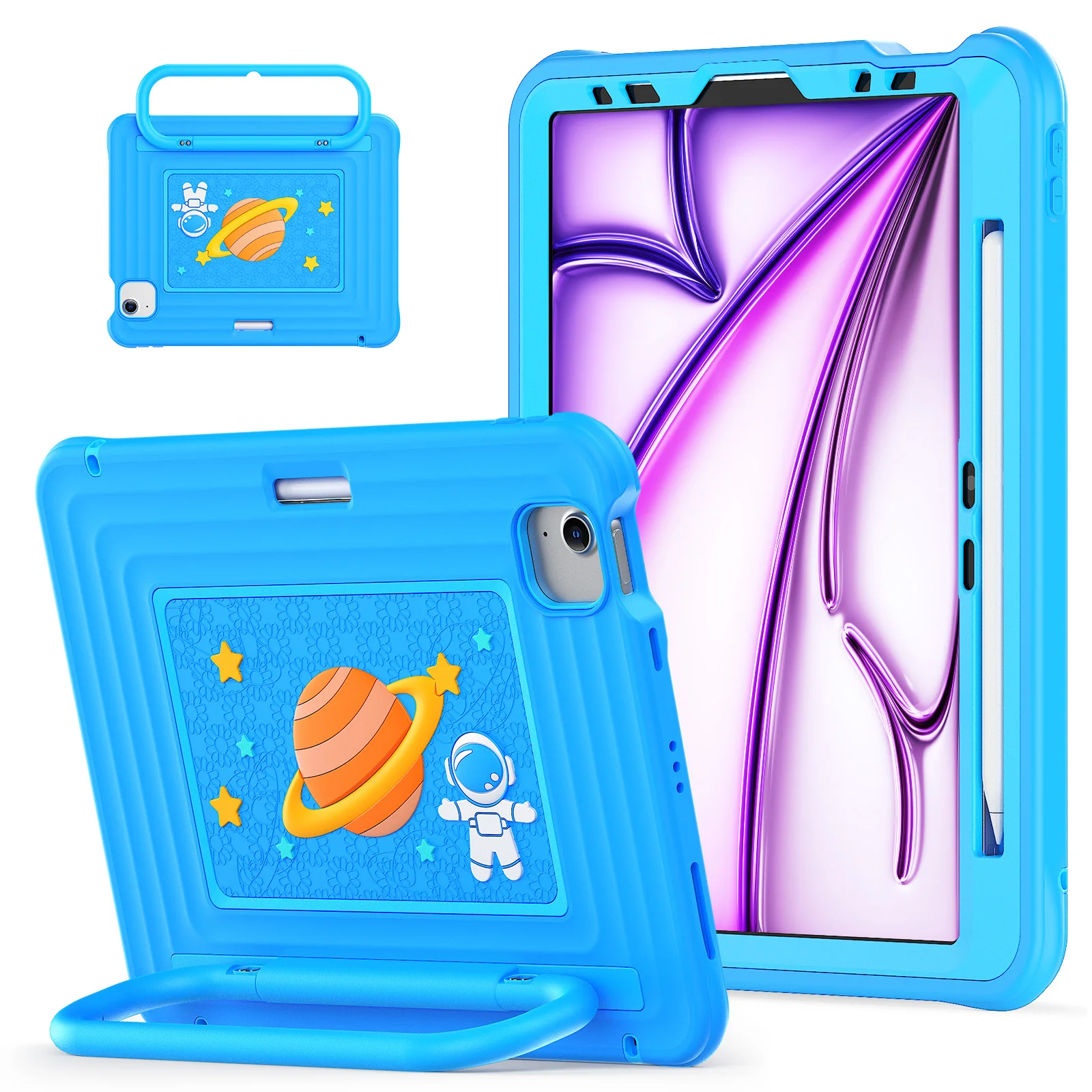 

Kids Case for iPad Air 11/Pro 11 & iPad Mini 6/7 Multi-Purpose Kids Case - Shockproof Handle Stand with Pencil Holder for Models