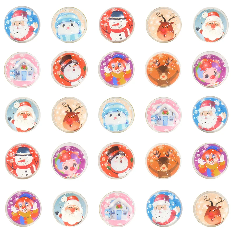 10pcs 3cm Christmas Bouncy Ball Elastic Rubber Balls Birthday Party Favors Christmas Party Gifts Bags New Year Navidad Kids Gift