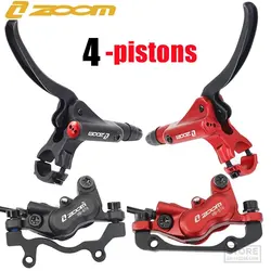 ZOOM HB876 Four Piston Mountain Bike Hydraulic Disc Brake Set 4-Piston MTB Oil Pressure  Caliper 800/1400mm Bicycle