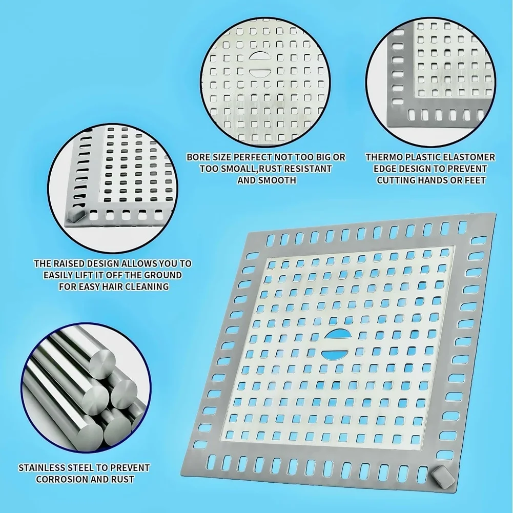 2Pcs Hair Catcher Drain Strainer for Shower Sink Tub Flexible For Durable Steel Material Prevents Clogs Easy Installation