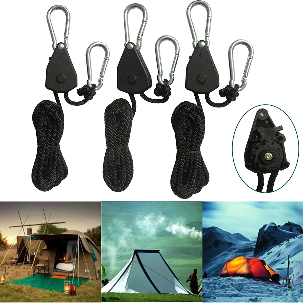 4/6/8/10/12/14/16pcs Lock Tie Down Strap 1/8 Lift Pulley Lifting Pulley Hook 1.6M Lamp Pulley Ropes Pulley Sky Curtain Tent