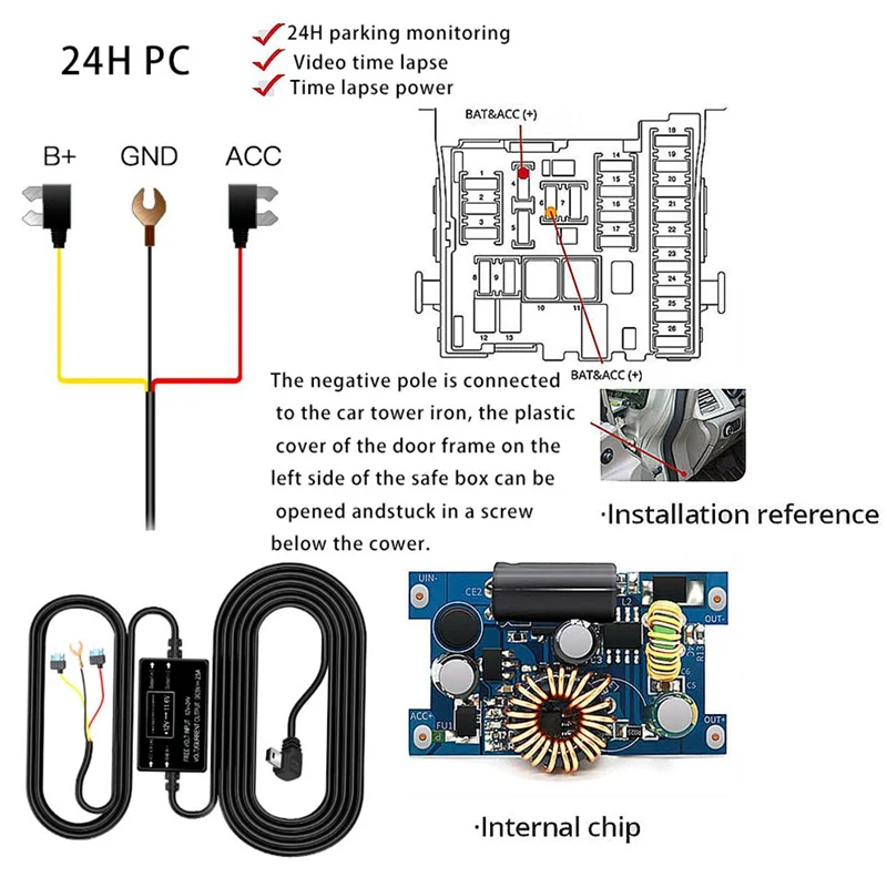

High Quality-12/24V To 5V Car Dash Cam Wire 3.2M Mirror DVR Hardwire Cable Kit Video Recorder Mini Micro-USB Charger Line