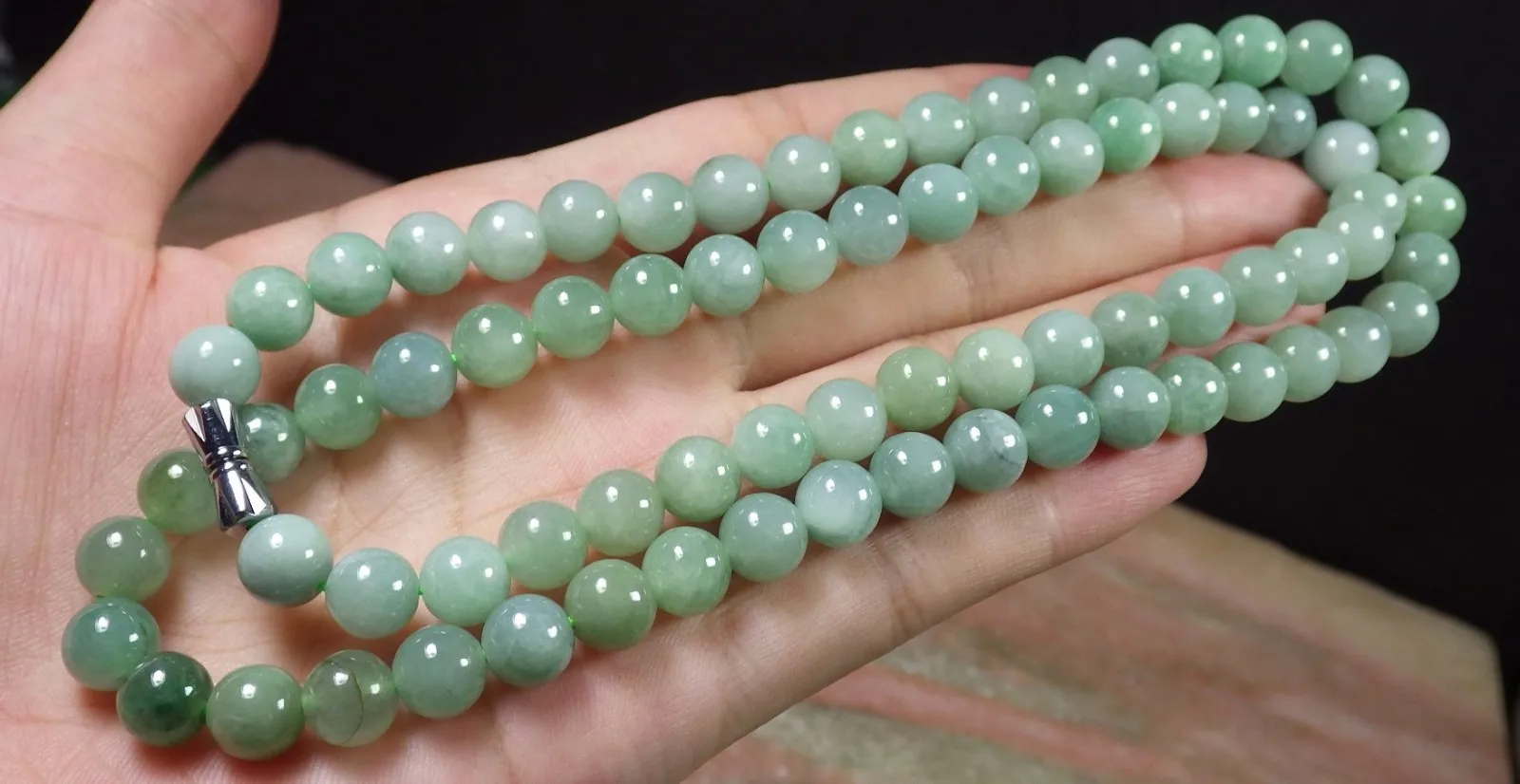 

AAA Green Yellow 100% A JADE JADEITE Bead Necklace 20 inch 7mm -