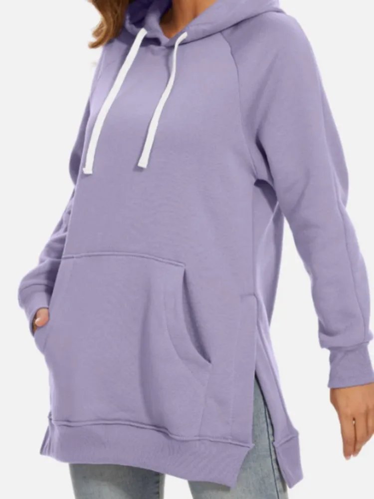 Casual Solid Hooded Hoodie For Women Fashion Long Sleeve Pullover Loose Top Lady Sports Streetwear Womens Clothing Autumn Winter