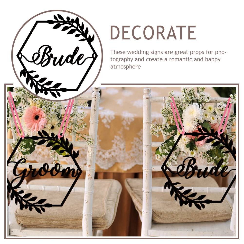 

Wedding Chair Sign Decorations Bride Groom Table Chairs Ceremony nament Rustic Bohemian Signs Photography Props Party