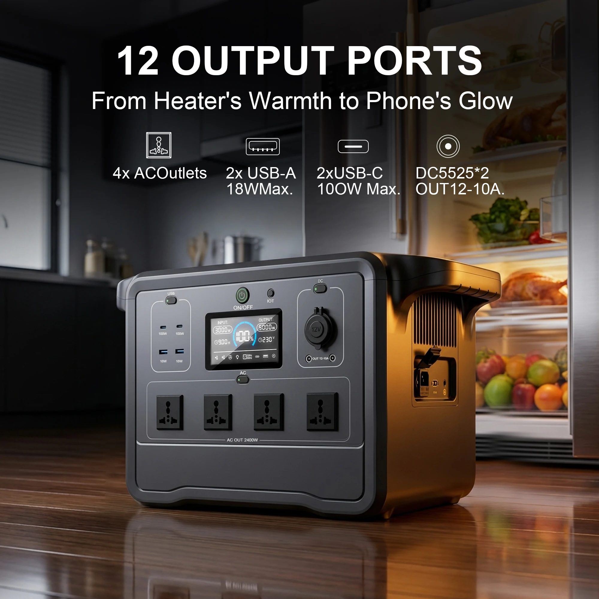 Wholesale Portable Power Station 3000W Solar Generator Wireless Charging Remote Control MPPT Cigar Lighter for Outdoor Emergency
