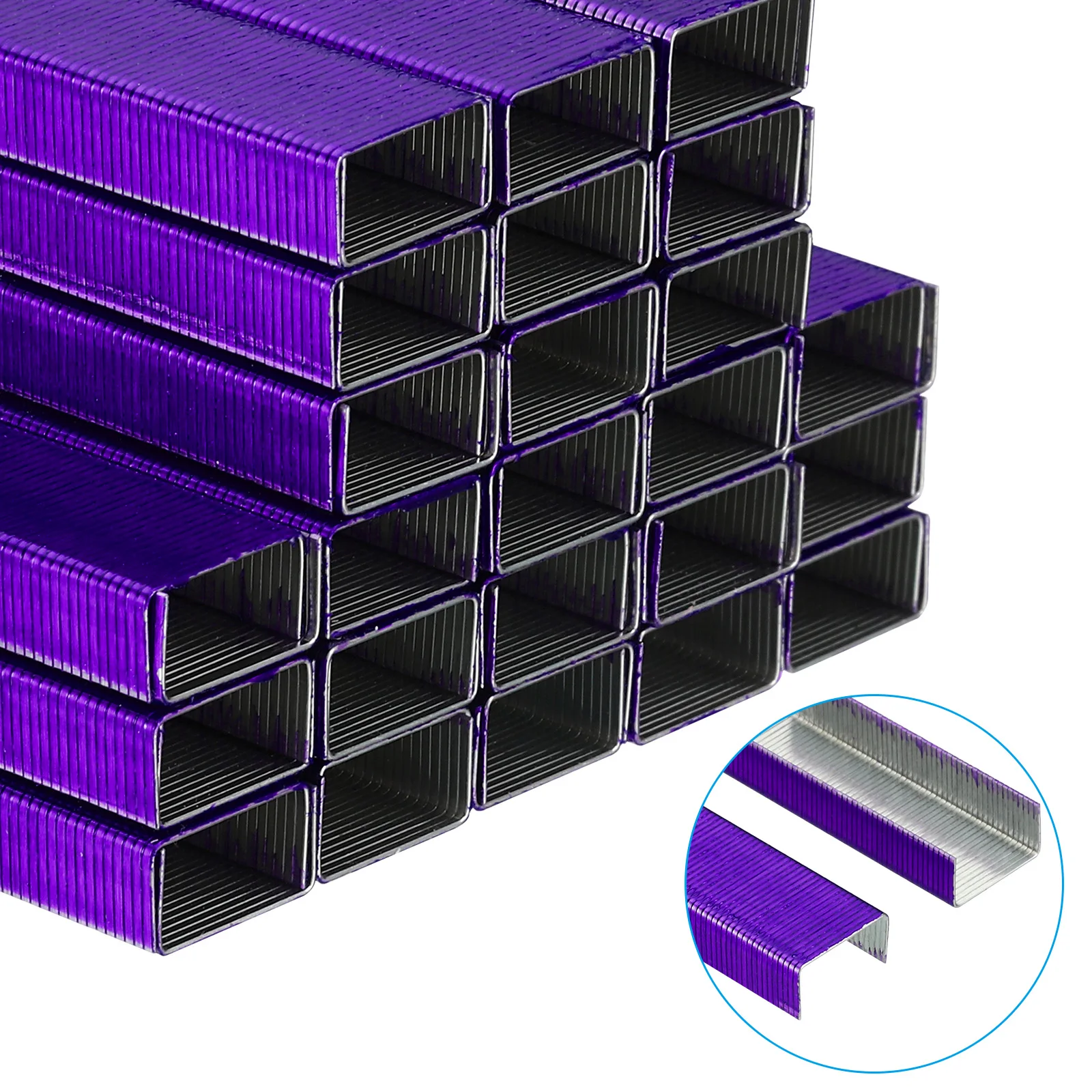 6000Pcs/6Pack Creative Purple Staples #10 Mini 3/16Inch Long Metal Staple For Staplers Office School Stationery Binding Supplies