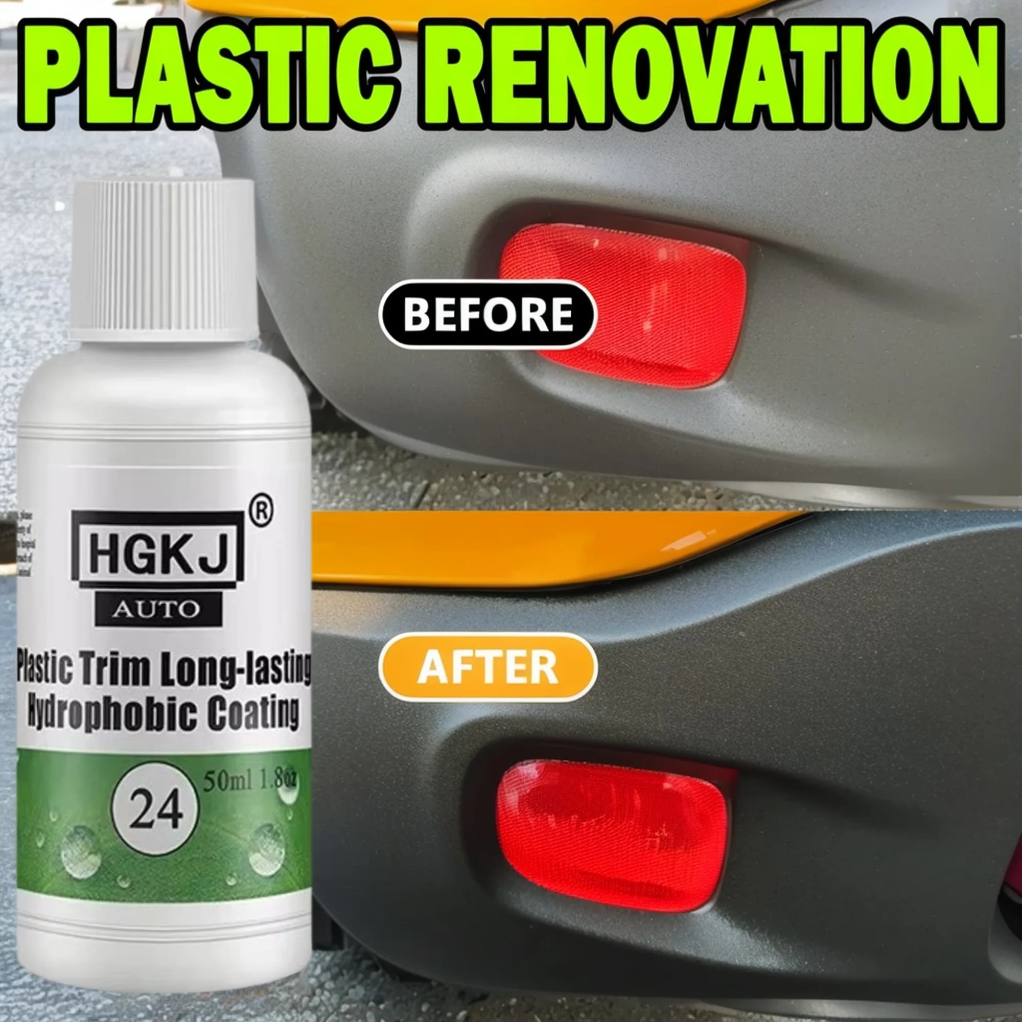 Car Plastic Rubber Restorer, Long‑Lasting Protective Coating, Clean Refurbish Faded Auto Trim, Restore Gloss Black Shine for Rub