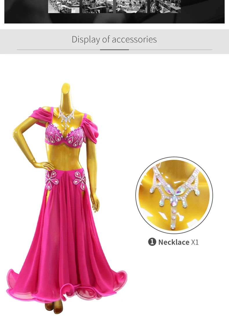 Kostüm für orientalischen Bauchtanz 2026 Karneval Tanzkleidung Damen Langer Rock Zigeuner-Outfit Abend-Übungskleidung Bauchtanzkleidung – Detail 4