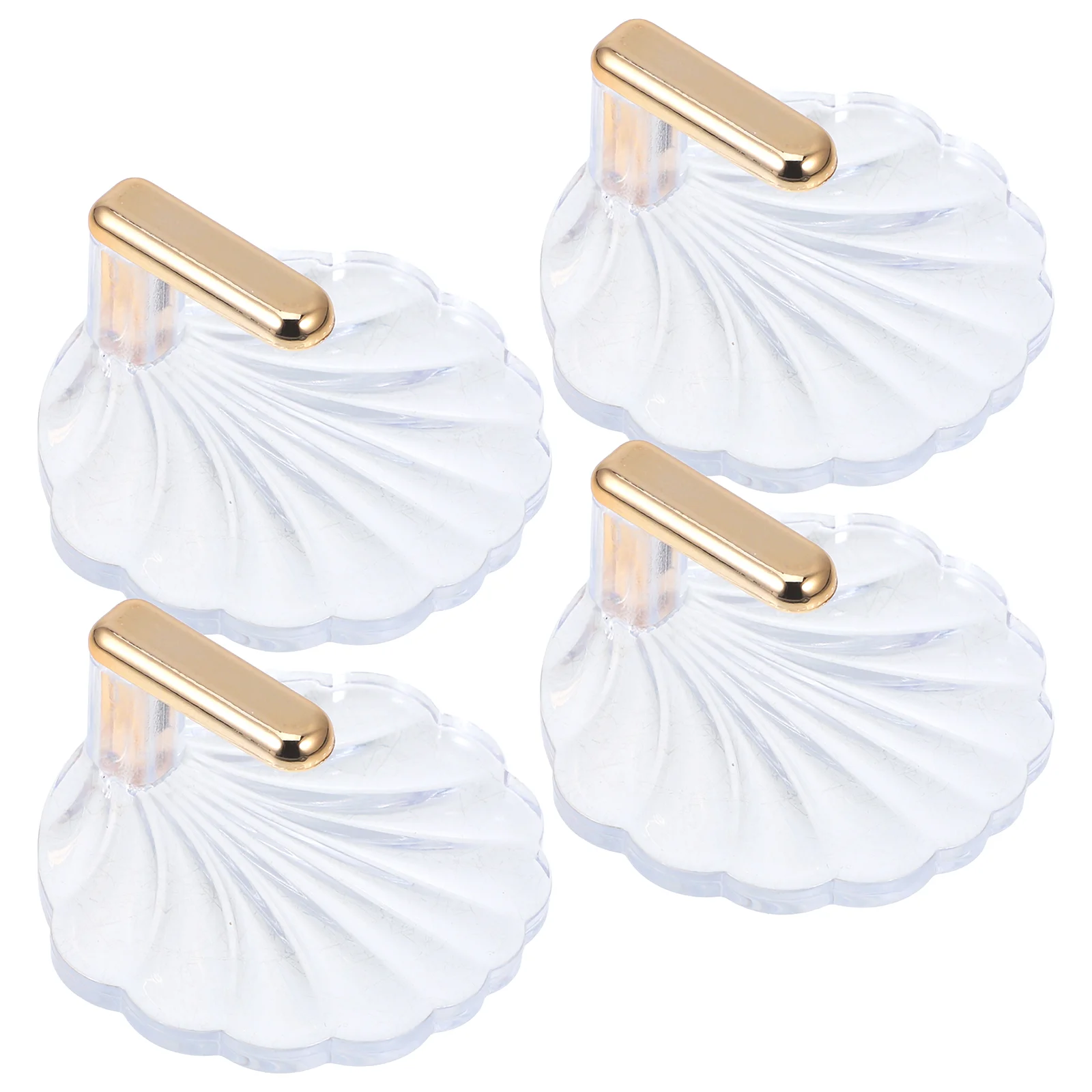 

4 Pcs Shell Sticky Hook Small Size Wall Hooks Gold-plated Decorative Wallet Hat Door Key Hanger Cute Shaped