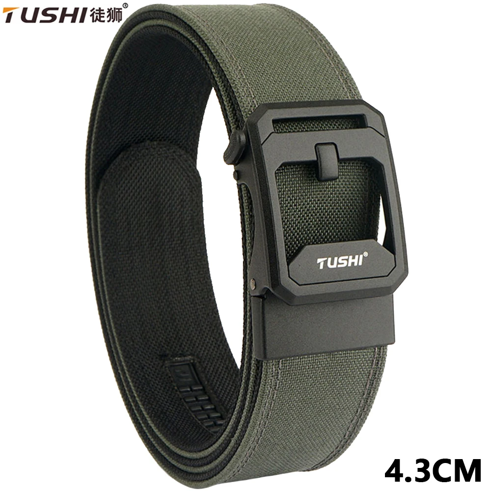 TUSHI Metal Men Belt Army Outdoor Hunting Tactical Multi Function Combat Survival High Quality Marine Corps Nylon Male Luxury