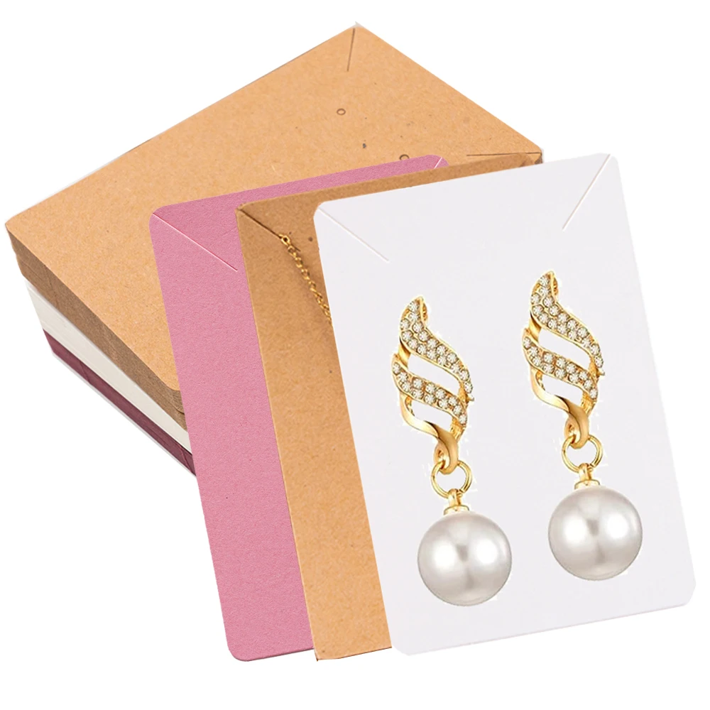 50pcs Pink Brown Earring Display Cards for Selling DIY Ear Studs Earrings Necklace Jewelry Display Retail Packaging Supply