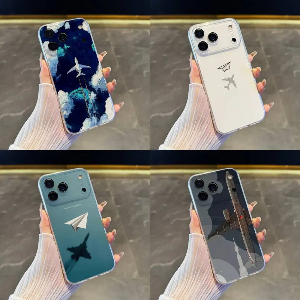 

Airplane Plane Phone Case For iPhone 17,16,15,14,13,12,11 Pro,Max,Plus,X,XS,XR,SE4,E Mini Transparent Soft Cover