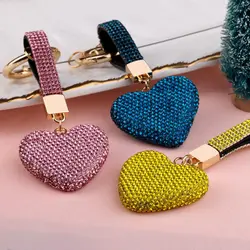 Hart Volledige Crystal Rhineston Sleutelhanger Leuke Ster Lachend Gezicht Hoge Kwaliteit Sieraden Ornament Voor Vrouwen Keychans Speciale Geschenken