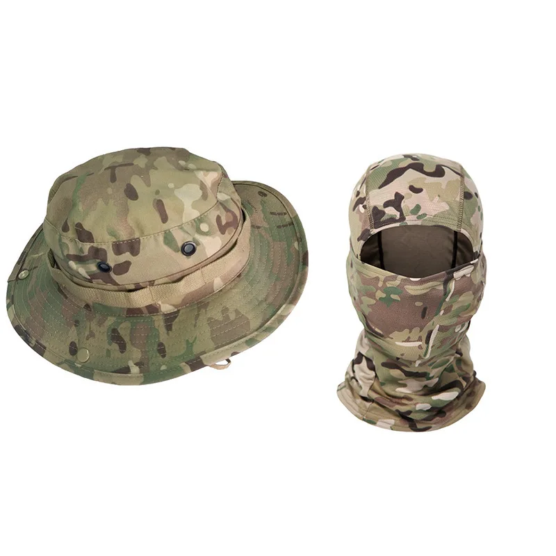 Tactical Camouflage Hat Sun Protection Set Outdoor Sport Hiking Fishing UV Protection Neck Face Boonie Hat Adjustable Bucket Cap