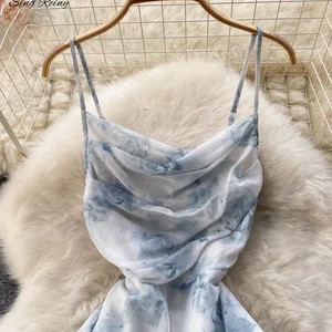 SINGREINY-الأزهار السباغيتي حزام فستان, مرن, كشكش, مثير, جوفاء, عارية الذراعين, فستان الحفلة, بوهو , عطلة, فستان الصيف أفضل 11 ملابس بوهو أنيقة مبيعا بالجملة - No8