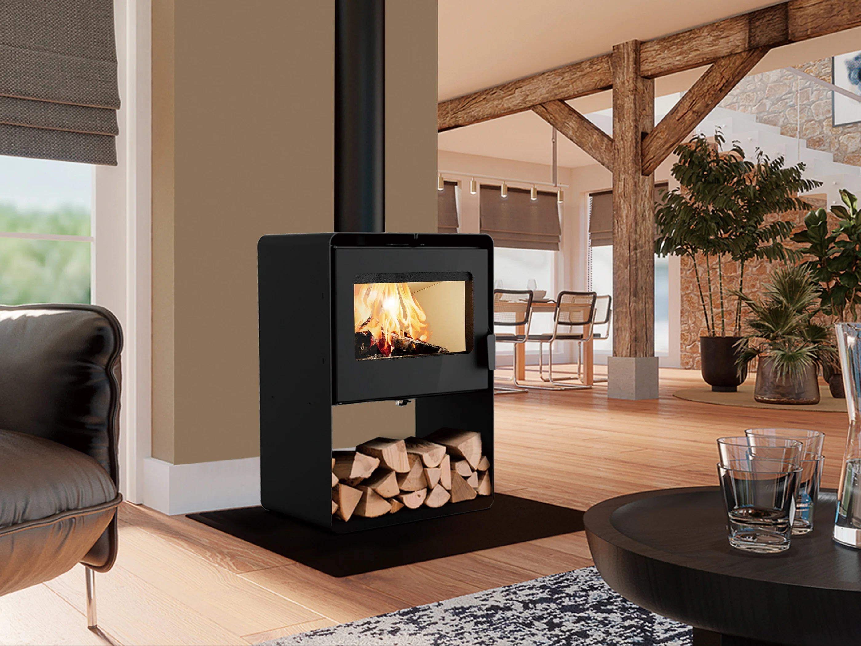 

12KW Customizable Freestanding Modern Wood Burning Stove Indoor Heating Wood Fireplace Wood Stove
