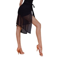 New Latin Dance Skirt Adult Women's Irregular Apron Cha-cha Rumba Samba Latin Sambado Split Sexy Mesh Lacing Practice Skirt