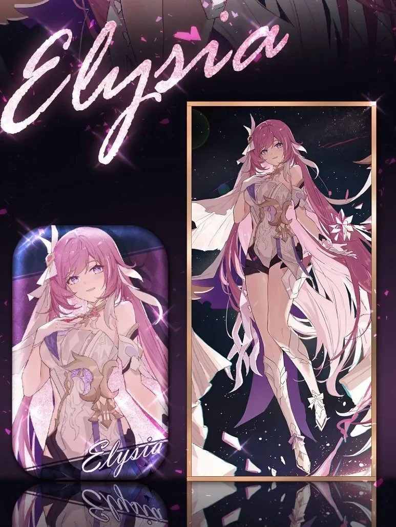 

Game Honkai Impact 3 Elysia Theme Cosplay Colored Paper Double Flash Badge Brooch Color Cards Nick-nack Gift