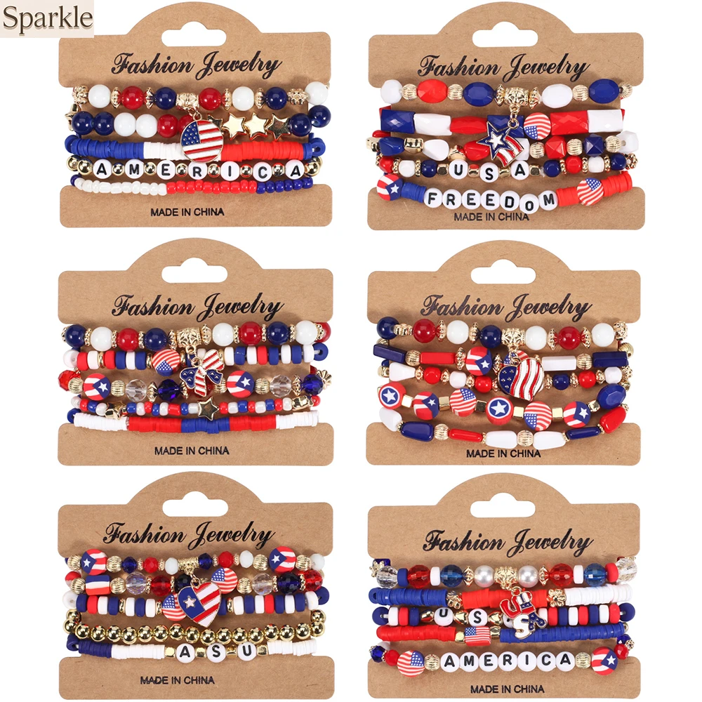 

American Flag Theme Bracelet Jewelry Unisex Celebratory Wristband Fashion Accessory for Men And Women