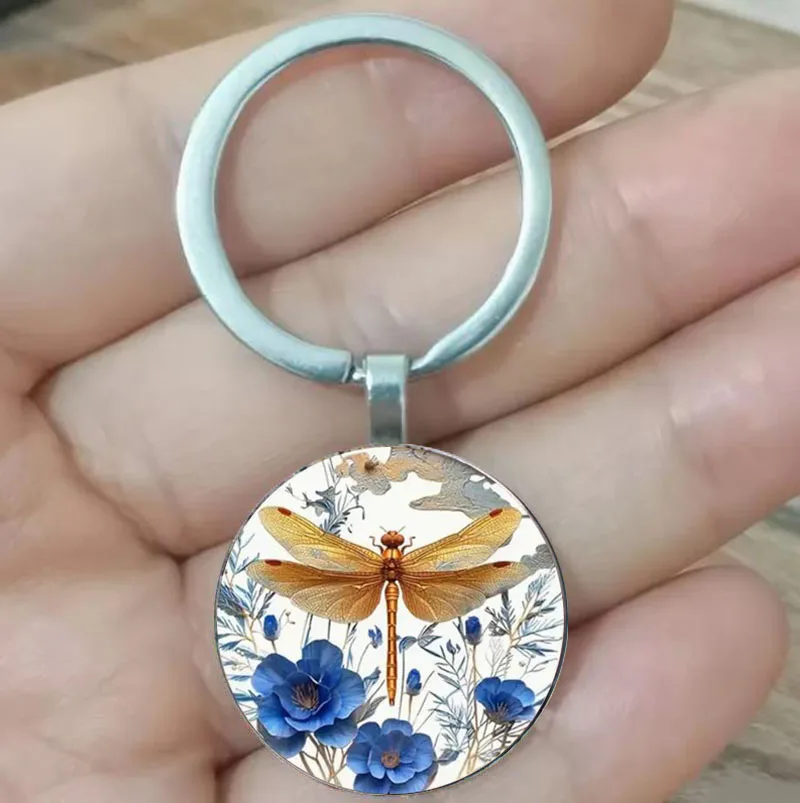 1pc Dragonfly Keychain, Beautiful Scenery Keychain, Gift For Mother, Family, Lover, And Friend