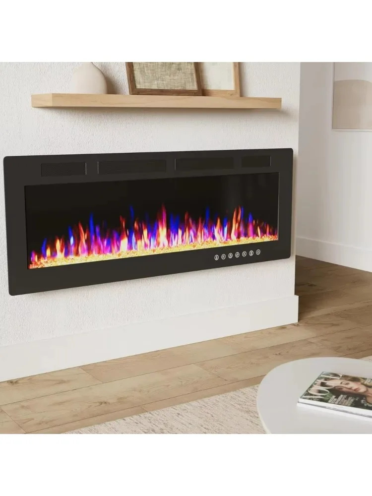 

72 inch Electric Fireplace, Fireplaces with Multicolor Flame 750/1500W Touch Screen & Remote Control, Wall Mounted Fireplaces