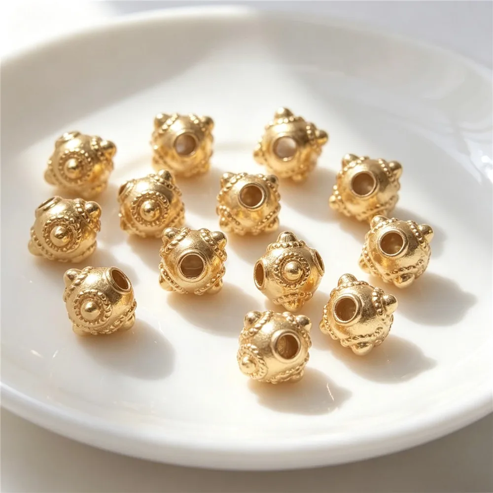 14K Gold Plated Retro Dragonfly Eye Spacer Loose Beads 5.5mm DIY Bracelet Earring Jewelry Findings