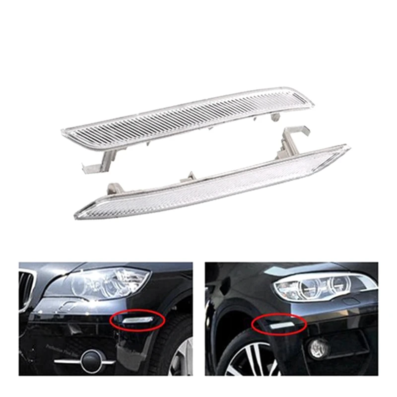 Left Right 1 Pair Clear White Side Marker Reflector Replacement 63147187087 63147187088 For BMW X5 X6 E70 E71 2008- 2014