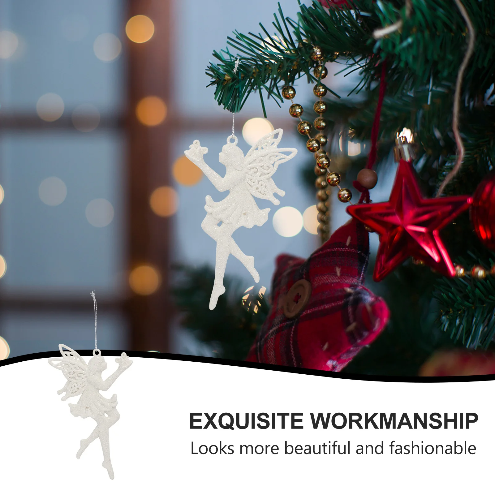 

10Pcs Christmas Decorative Tree Pendant Plastic Hanging Ornaments White Xmas Supply for Home Hotel Mall Tree Pendant