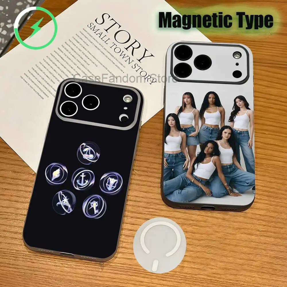 

Hot Group Music K-KATSEYE Shockproof Transparent White Phone Case For iPhone 17,16,15,14,13,12Pro,Max Magnetic Wireless Charging