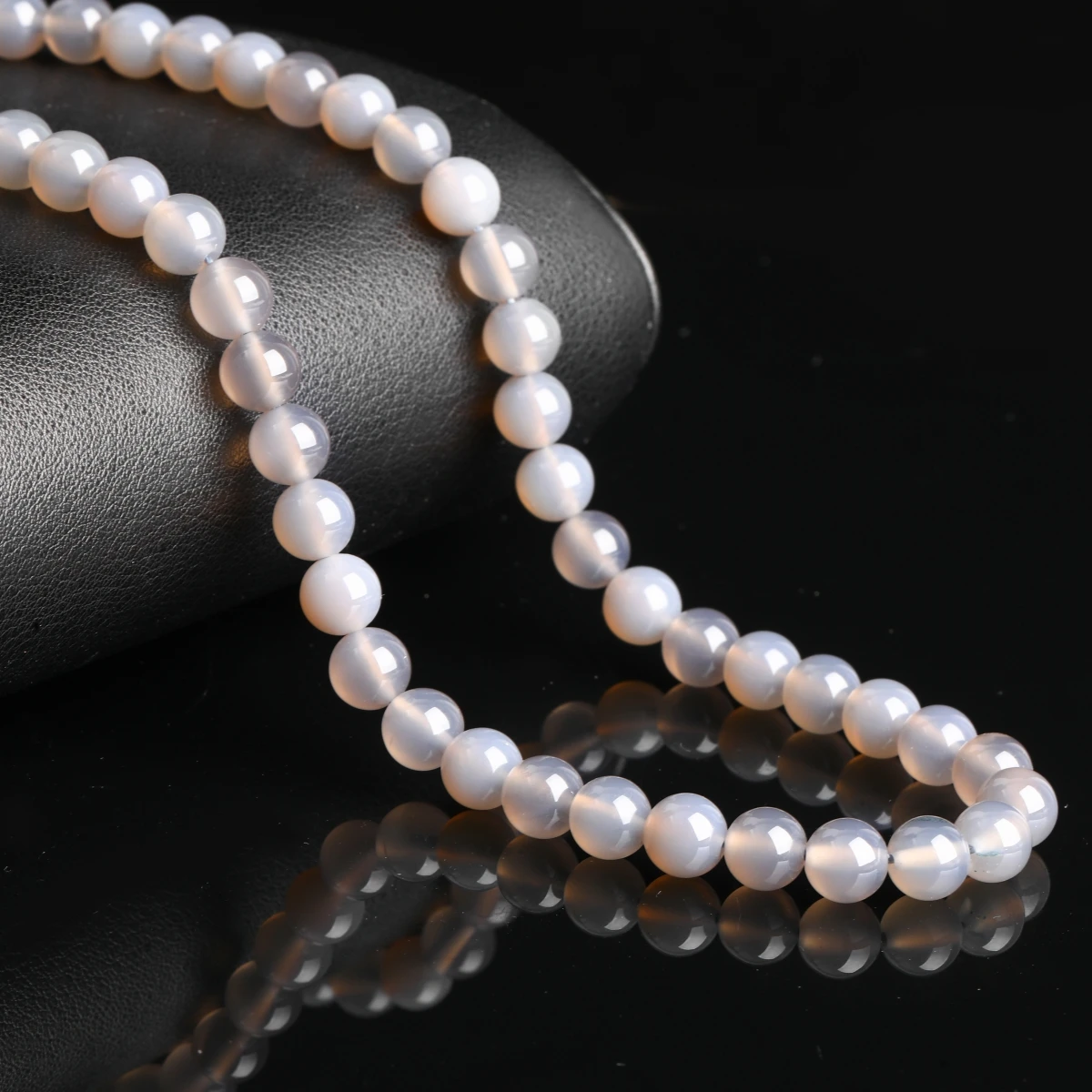 1 ستراند الحجر الطبيعي رمادي العقيق حبة مستديرة فاصل فضفاض الجزع حبة لصنع المجوهرات سوار ذاتي الصنع إكسسوارات عقد #6